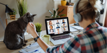 remote worker using cloud communication tools